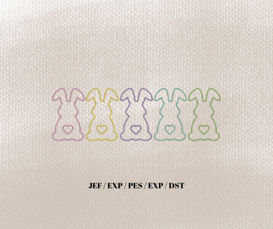 Bunny Line Embroidery Design