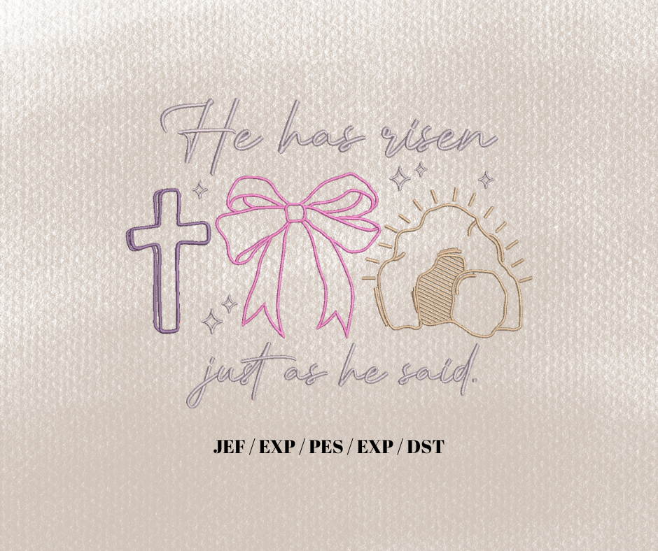 He is Risen Just as he said Embroidery Design