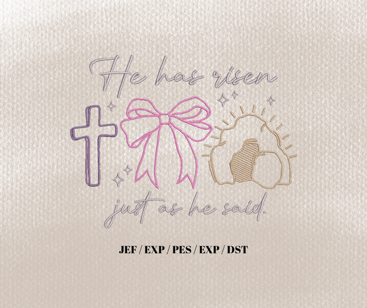 He is Risen Just as he said Embroidery Design