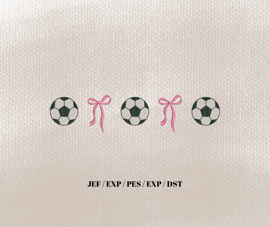 Soccer Bow Line Embroidery Design