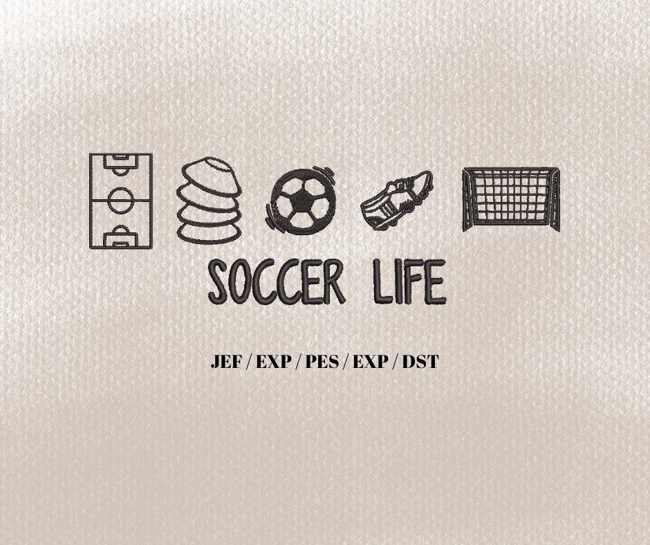 Doodle Soccer Life Embroidery Design