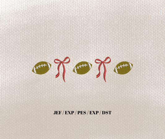 Football Bow Line Embroidery Design