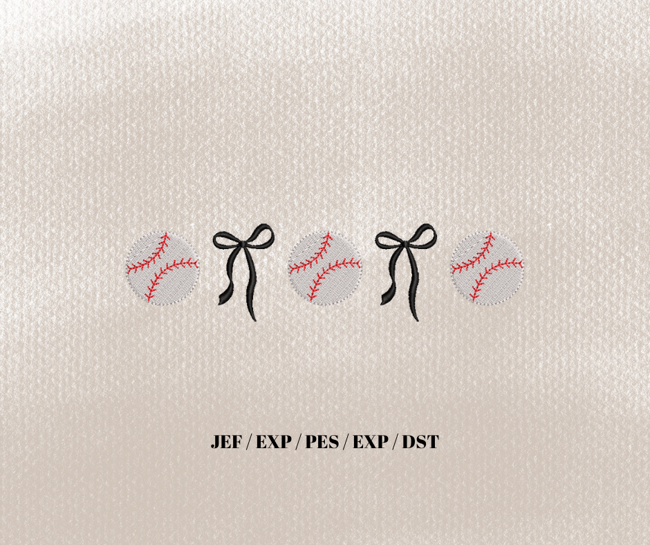 Baseball / Softball Bow Line Embroidery Design