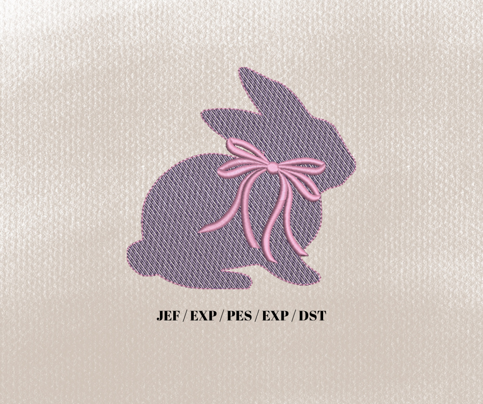 Sketchy Bunny with Bow Embroidery Design