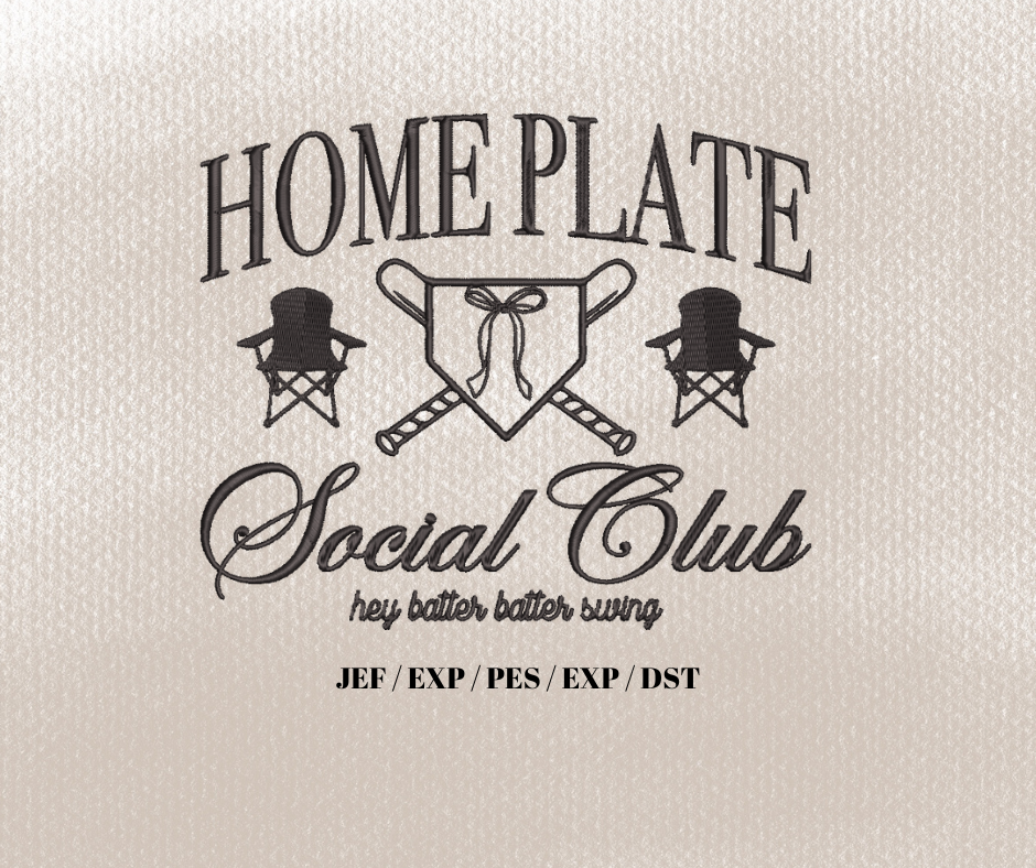 Home Plate Social Club V1 Embroidery Design